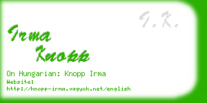 irma knopp business card